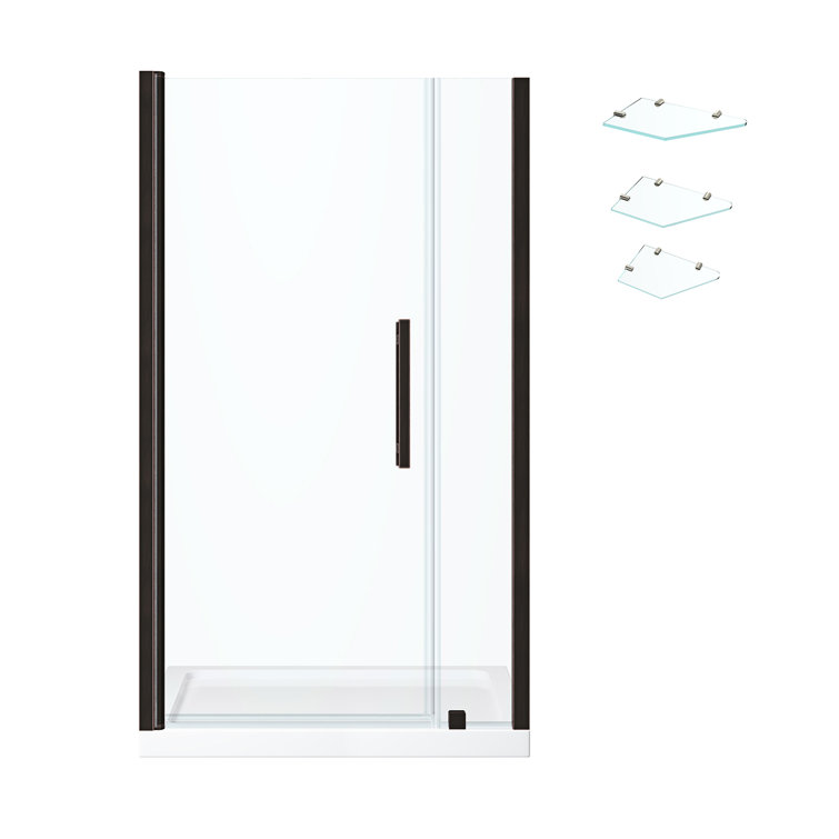 Pasadena 38" Oil Rubbed Bronze Frameless Shower Kit with Shelves