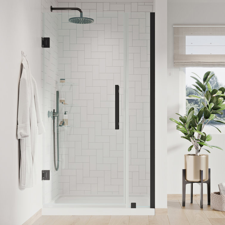 Endless Black Frameless Shower Kit with Tempered Glass Panels