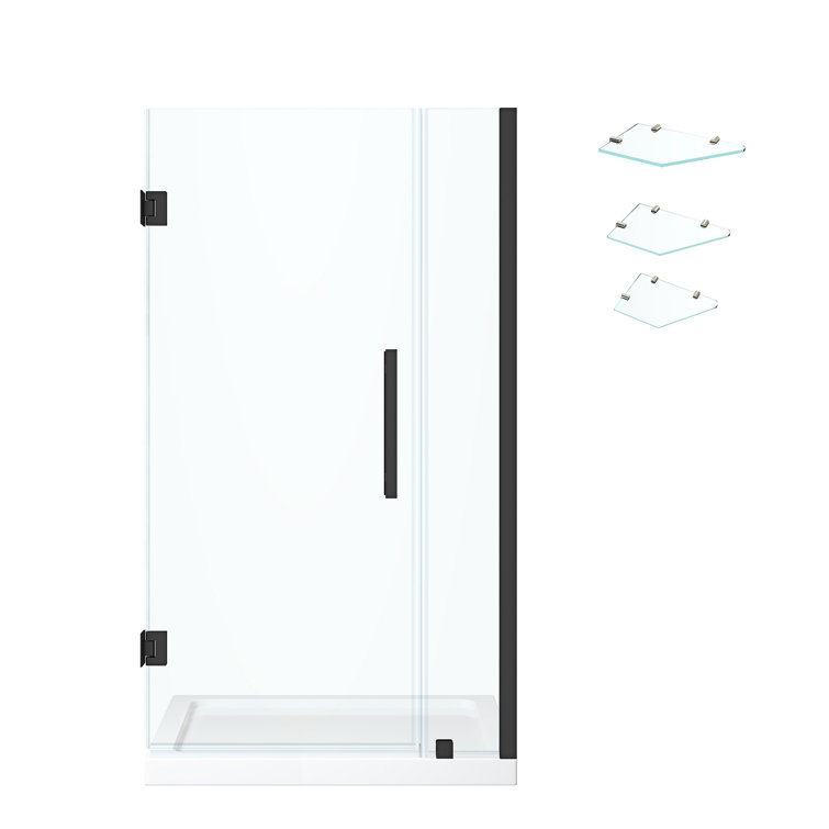 Endless Black Frameless Shower Kit with Tempered Glass Panels