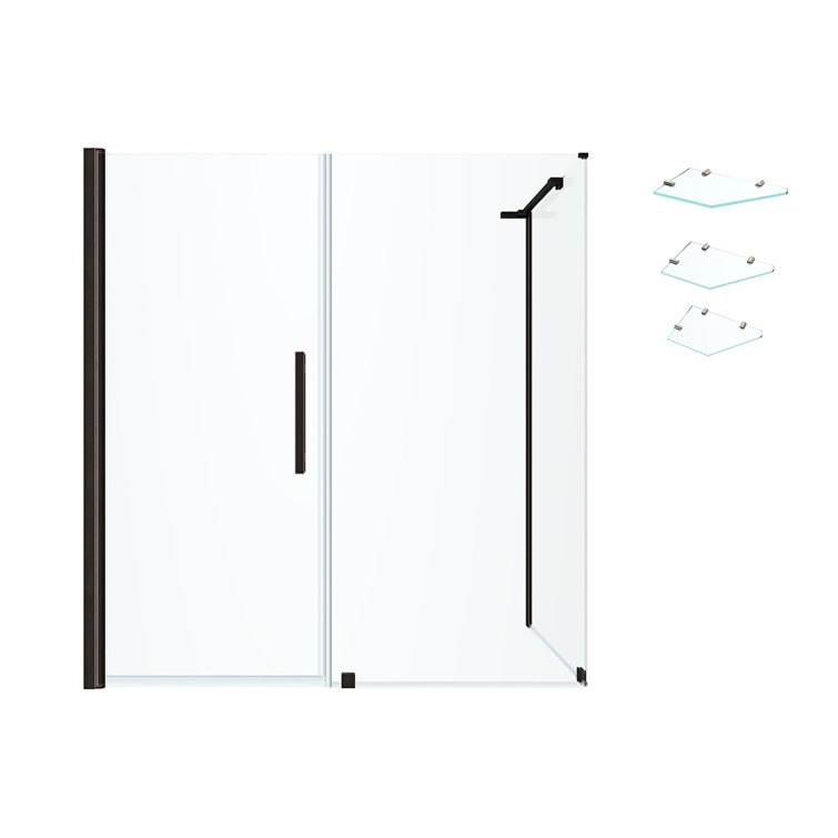 Pasadena Oil Rubbed Bronze Frameless Corner Shower Kit with Glass Shelves