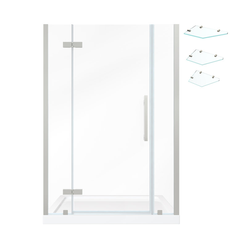 Endless Satin Nickel Frameless Shower Kit with Tempered Glass Panels
