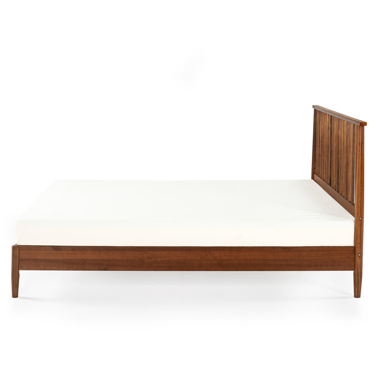 Elegant Mid-Century King Platform Bed with Wood Spindle Headboard