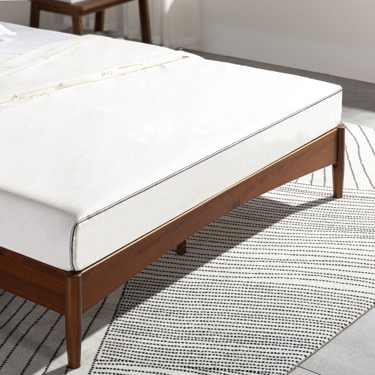 Elegant Mid-Century King Platform Bed with Wood Spindle Headboard
