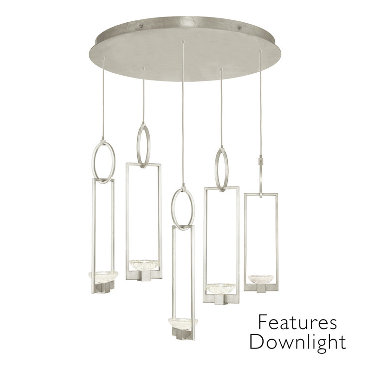 Delphi 26.5" Silver Leaf Hand-Formed Glass LED Pendant