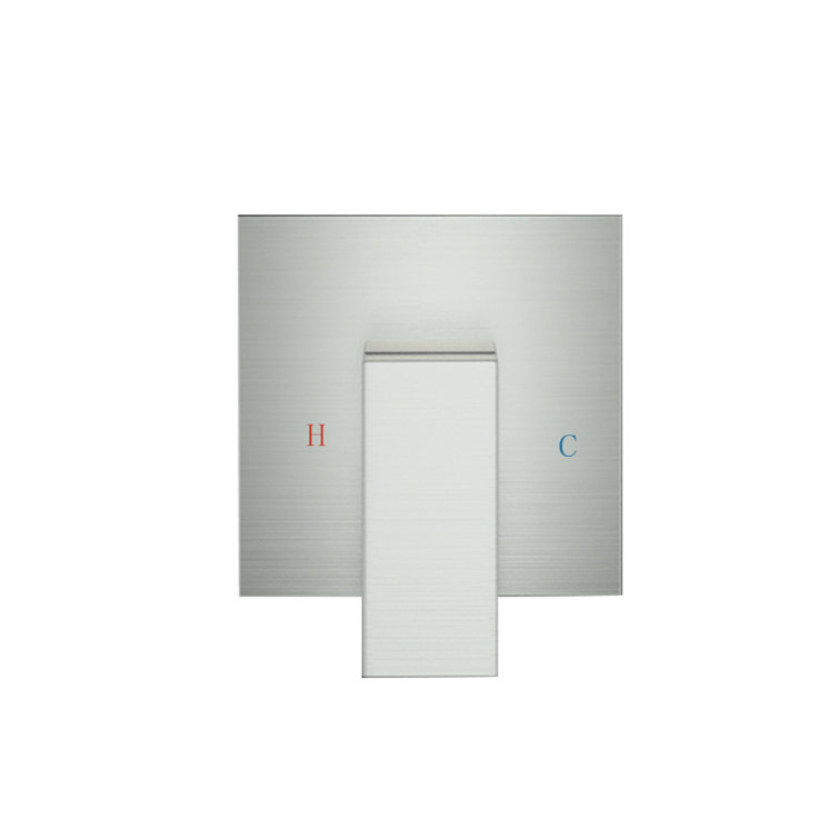 Brushed Nickel Square Rain Shower Head with Single Lever Handle