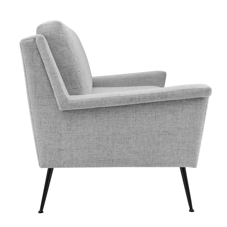 Light Gray Fabric Sofa with Removable Cushions and Sloped Arms