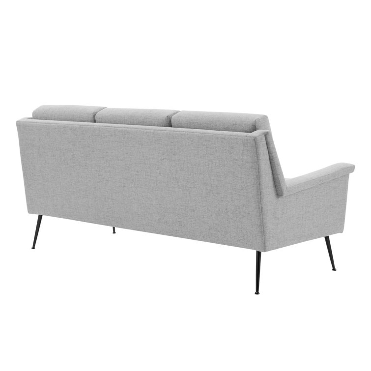 Light Gray Fabric Sofa with Removable Cushions and Sloped Arms