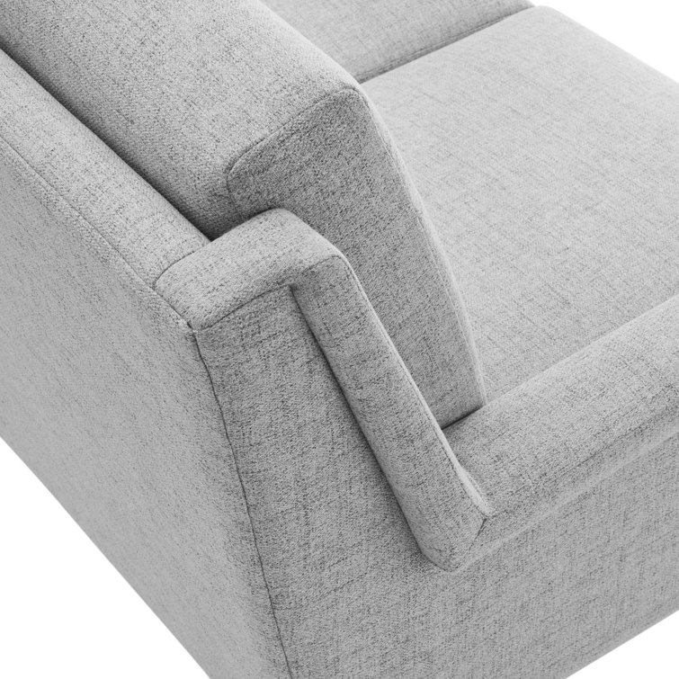 Light Gray Fabric Sofa with Removable Cushions and Sloped Arms