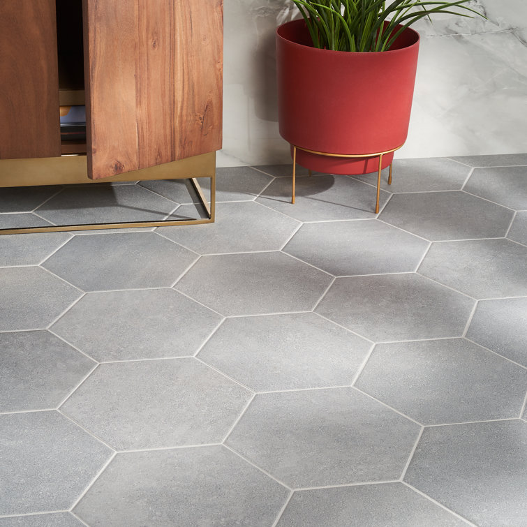 Lannister Gray Matte Hexagonal Porcelain Floor and Wall Tile