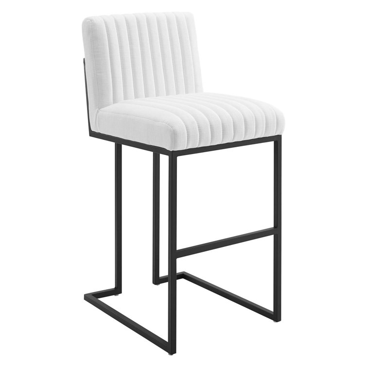 Light Gray Channel Tufted Metal Counter Stool