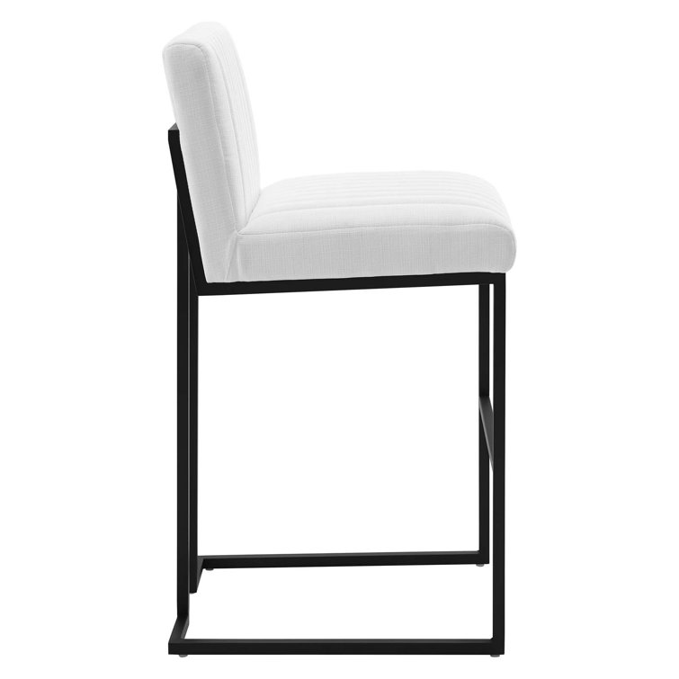Light Gray Channel Tufted Metal Counter Stool