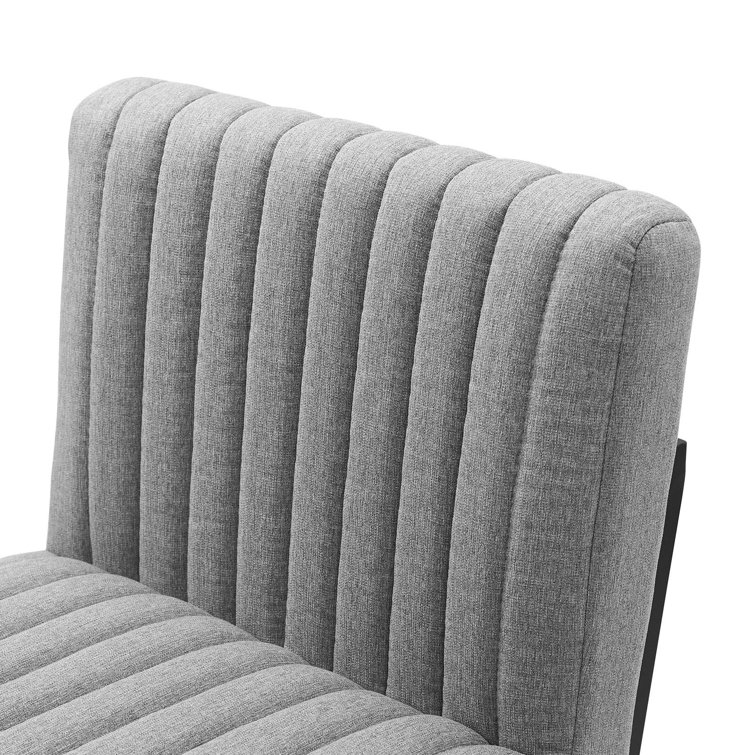 Light Gray Channel Tufted Metal Counter Stool