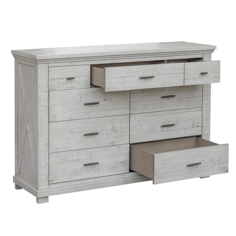 Calming Gray 9-Drawer Industrial Farmhouse Dresser