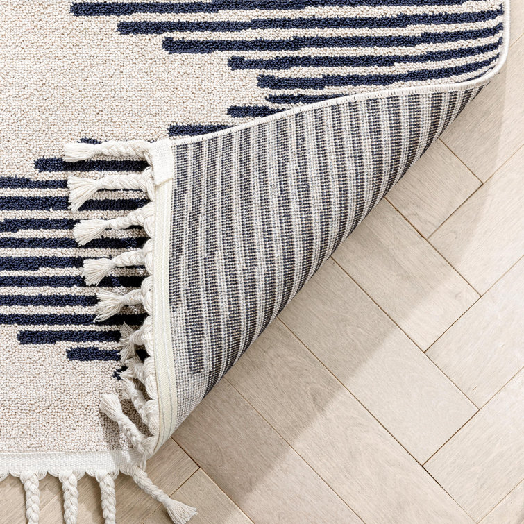 Ivory Geometric Flatweave Synthetic 5' x 7' Area Rug