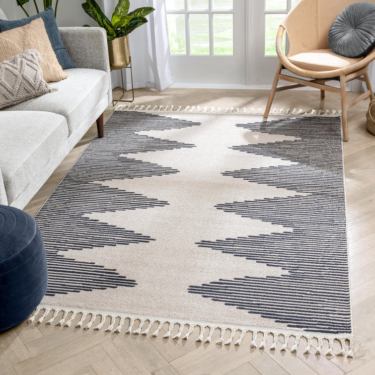 Ivory Geometric Flatweave Synthetic 5' x 7' Area Rug