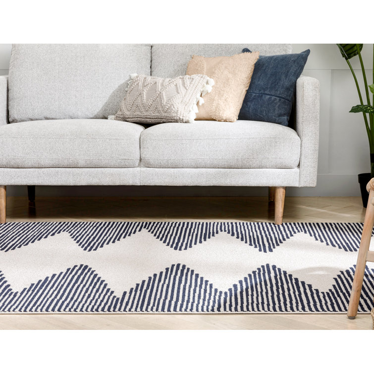 Ivory Geometric Flatweave Synthetic 5' x 7' Area Rug