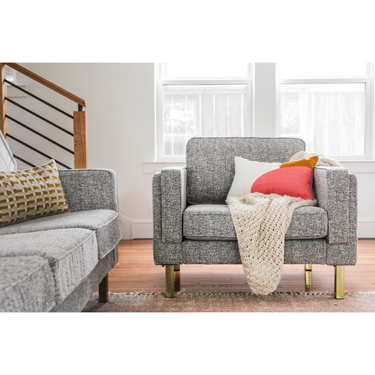 Blue Velvet and Gold Handcrafted Mid-Century Modern Accent Chair