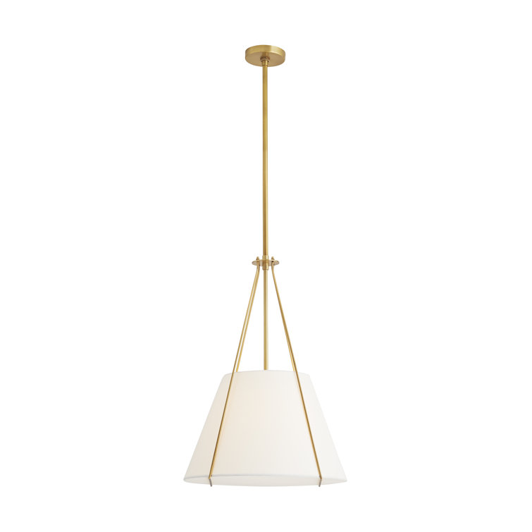 Eloise 27" Antique Brass Drum Pendant with White Shade