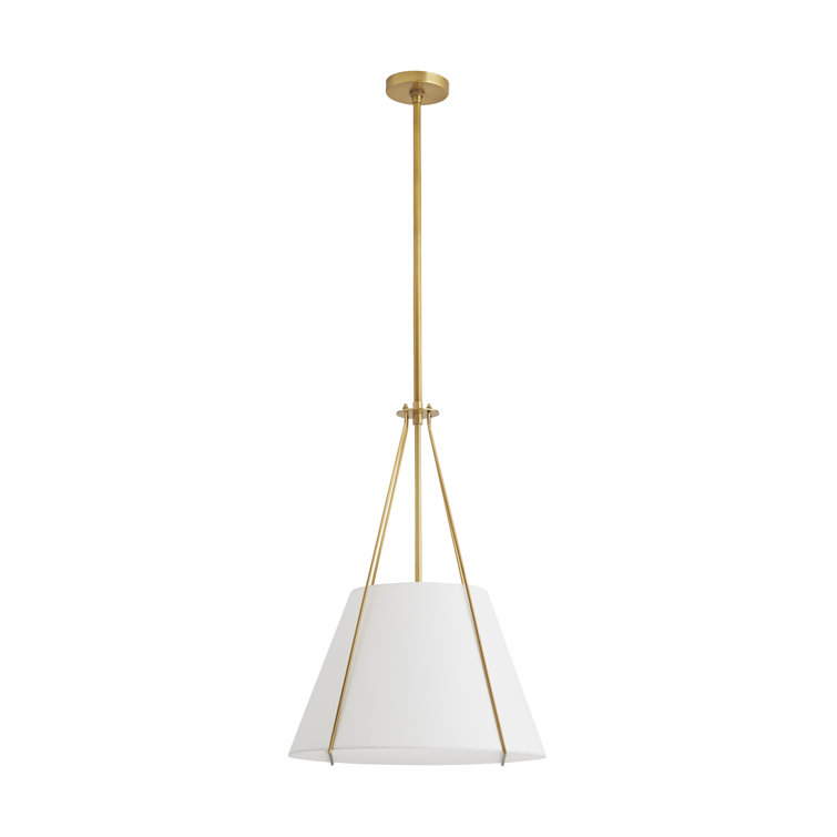 Eloise 27" Antique Brass Drum Pendant with White Shade