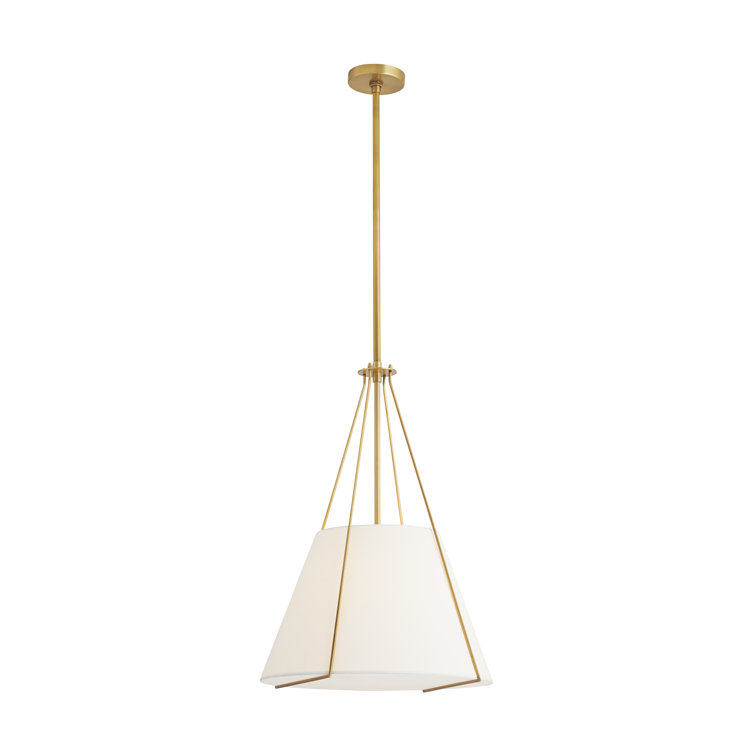 Eloise 27" Antique Brass Drum Pendant with White Shade