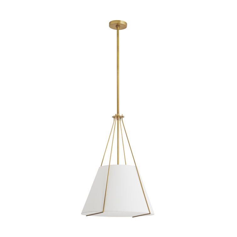 Eloise 27" Antique Brass Drum Pendant with White Shade