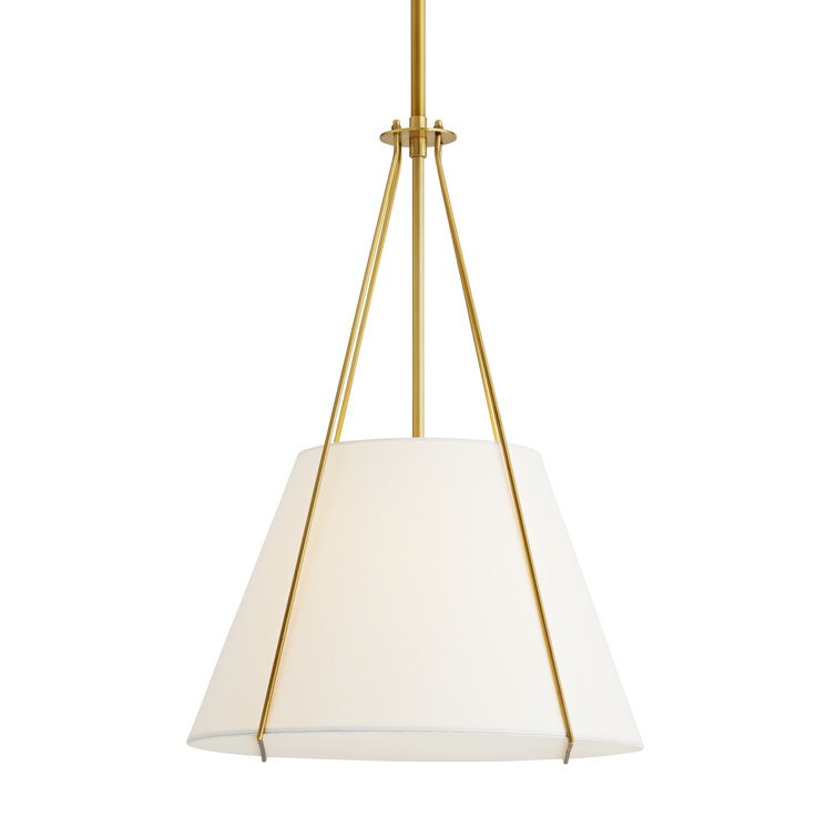 Eloise 27" Antique Brass Drum Pendant with White Shade