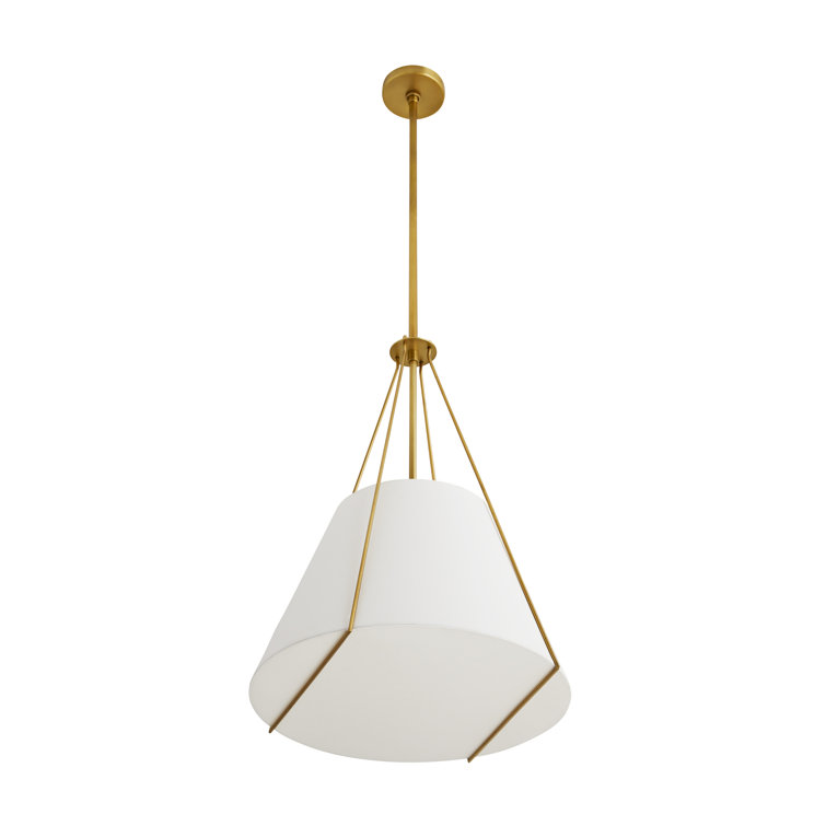 Eloise 27" Antique Brass Drum Pendant with White Shade