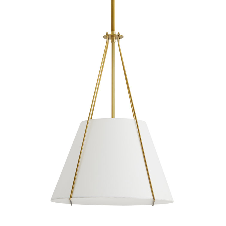 Eloise 27" Antique Brass Drum Pendant with White Shade