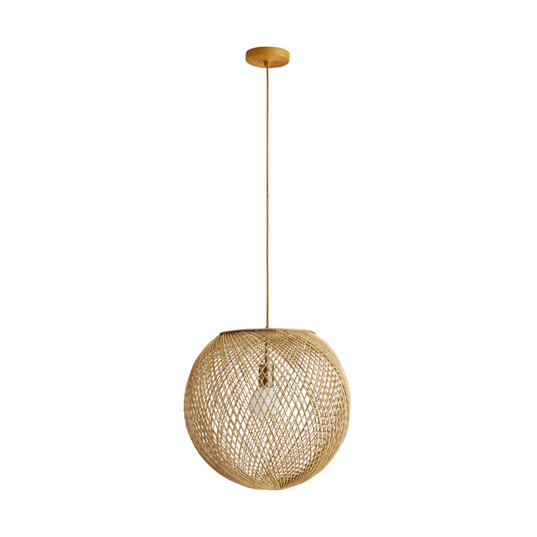 Indiana Antique Brass and Rattan Globe Pendant Light