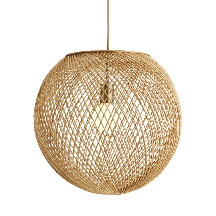 Indiana Antique Brass and Rattan Globe Pendant Light