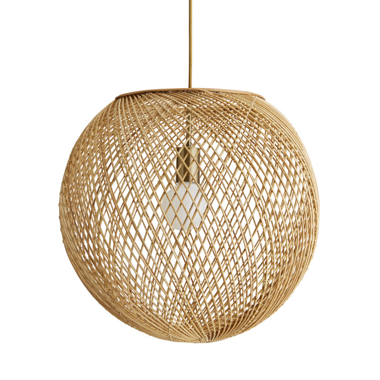 Indiana Antique Brass and Rattan Globe Pendant Light