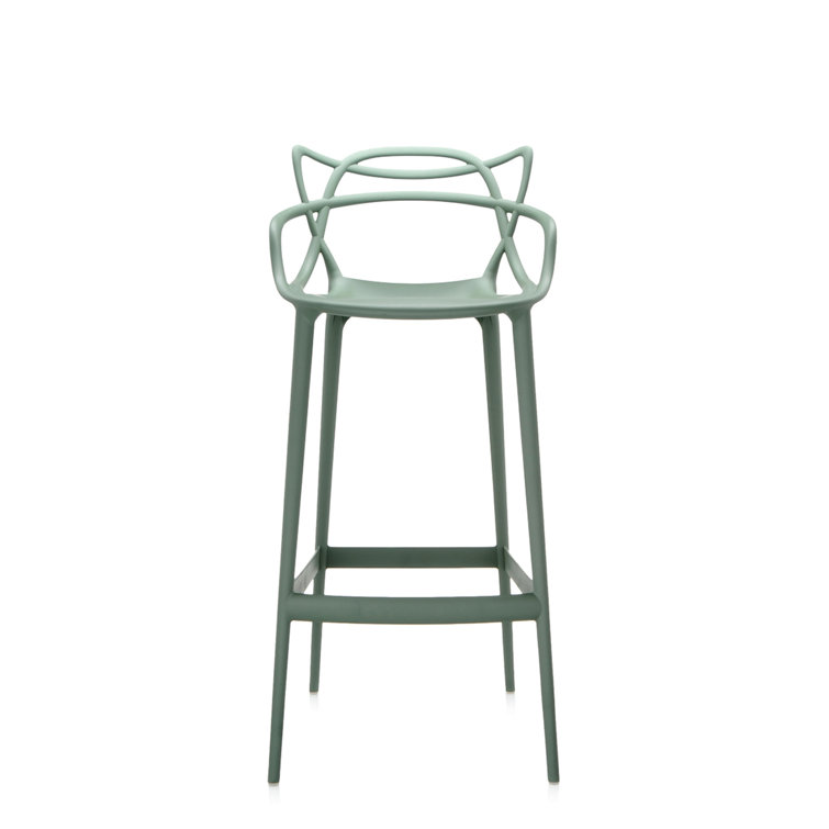 Sleek Masters 29.5" Gray and Black Modern Outdoor Stool