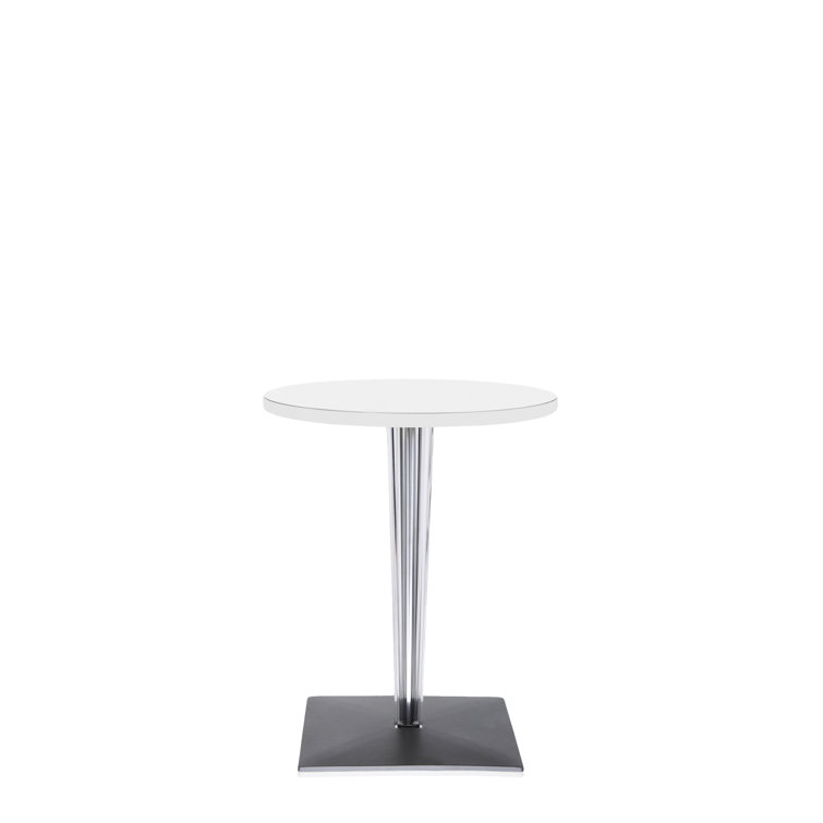 White Melamine 24" Square Coffee Table with Transparent Legs
