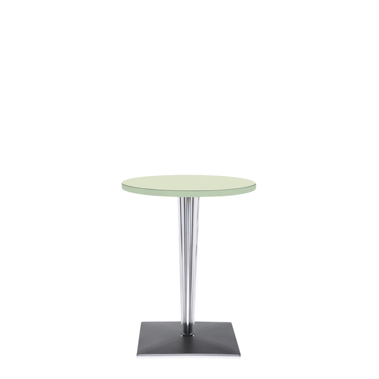 White Melamine 24" Square Coffee Table with Transparent Legs