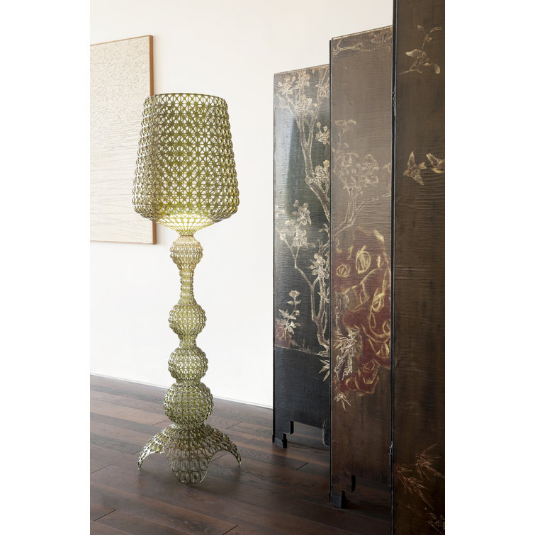 Kabuki Green Transparent Outdoor LED Cylinder Floor Lamp