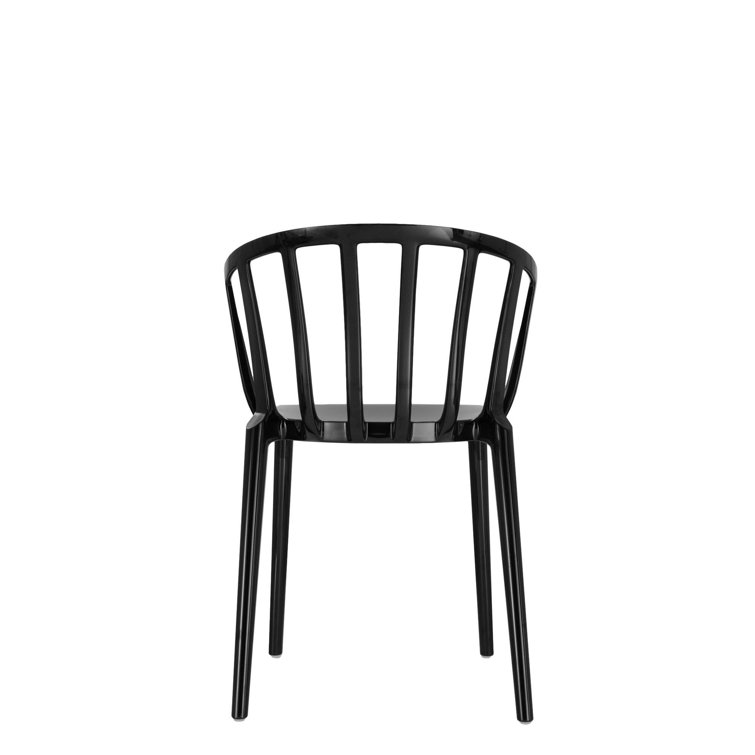 Venice Inspired Black Plastic Stackable Patio Dining Chair