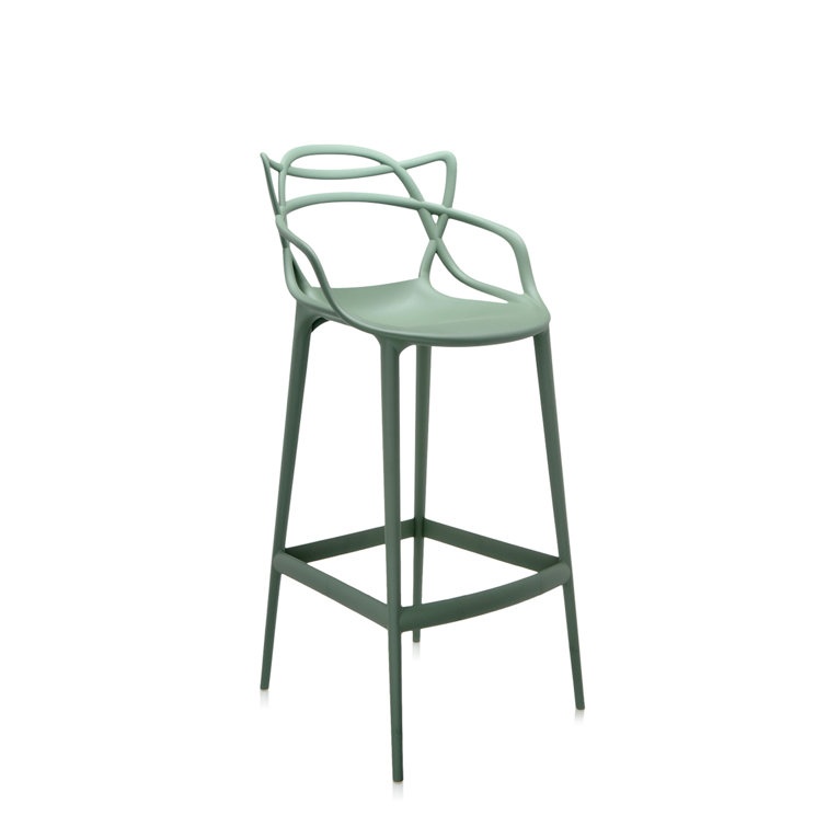 Sleek Masters 29.5" Gray and Black Modern Outdoor Stool