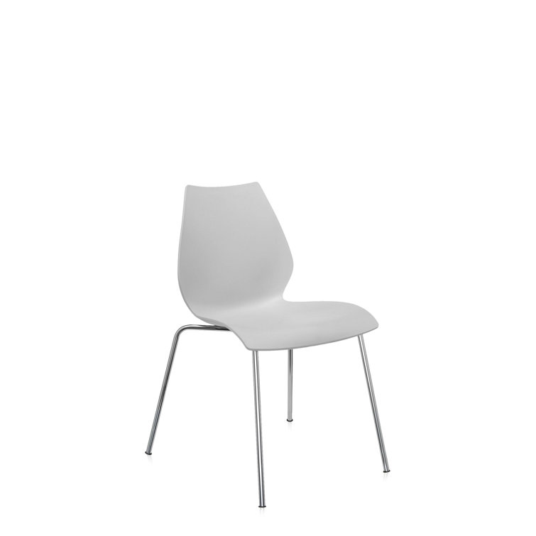 Pale Gray Maui Stackable Chair with Metal Frame