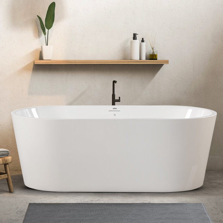 Shangri-La 67'' White Acrylic Freestanding Soaking Bathtub