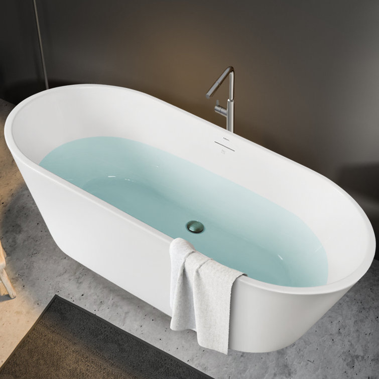 Shangri-La 67'' White Acrylic Freestanding Soaking Bathtub