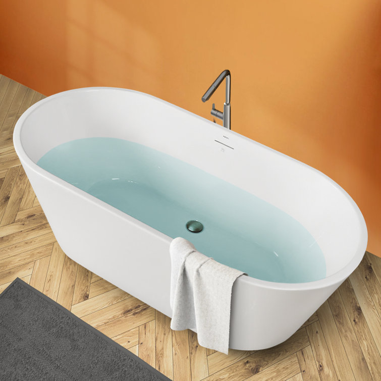 Shangri-La 59'' Glossy White Acrylic Freestanding Bathtub