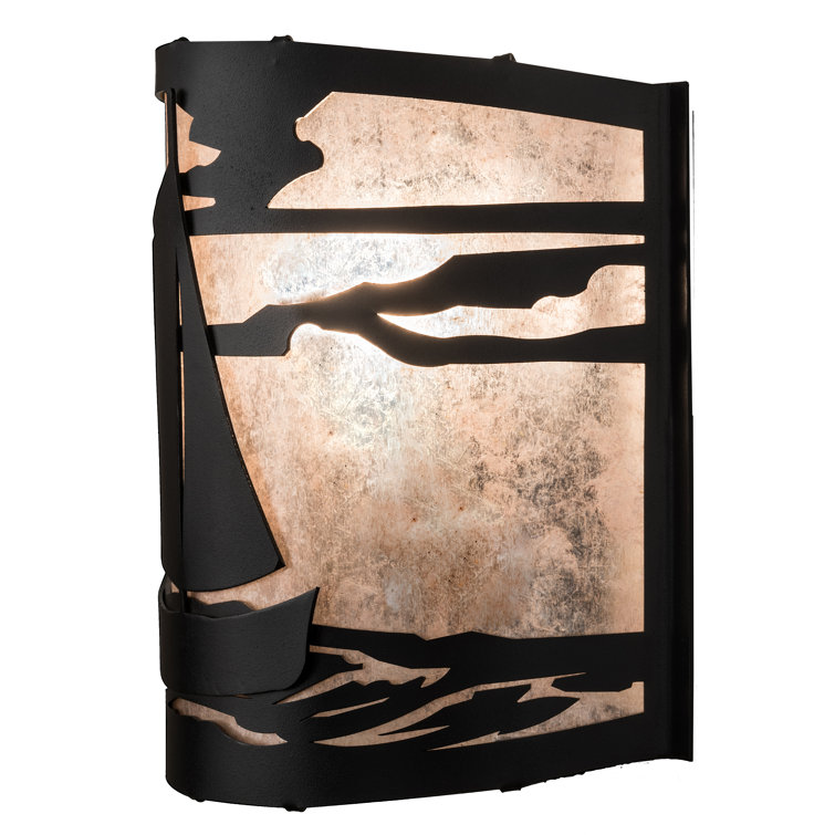 Leeward Sailboat 12" Textured Black Wall Sconce with Silver Mica Diffuser
