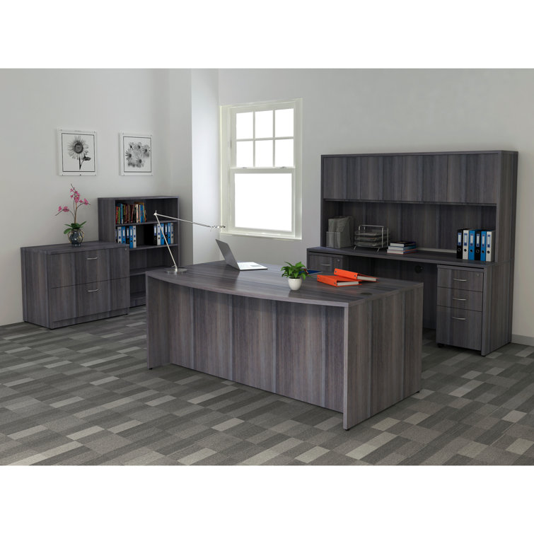 Weathered Charcoal Laminate Executive Desk Shell - 72" Width