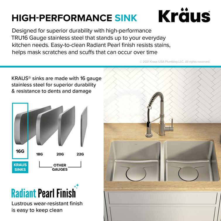 33-Inch Stainless Steel Undermount Double Bowl Kitchen Sink