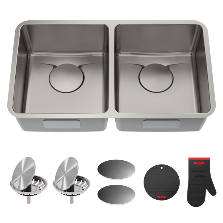 33-Inch Stainless Steel Undermount Double Bowl Kitchen Sink