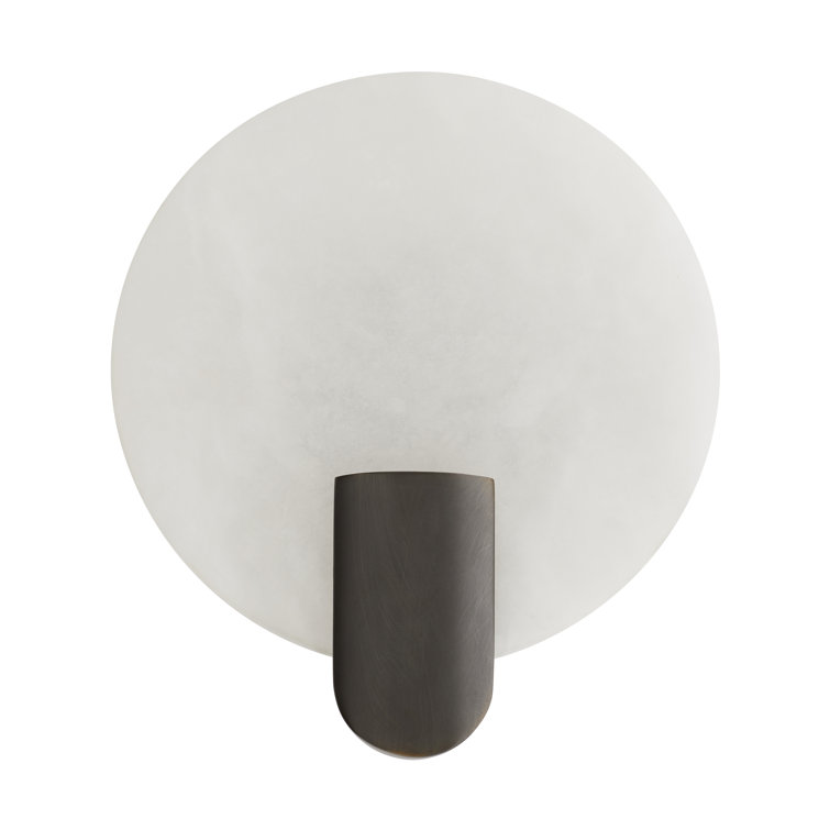 Bronze and Alabaster Circular LED Wall Sconce