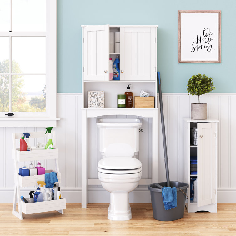 White 3-Shelf Compact Storage Caddy with Handle