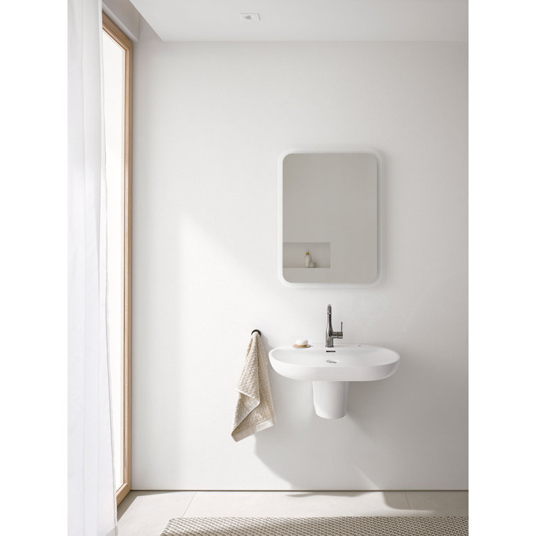 Alpine White Ceramic Oval Wall-Mount Vessel Sink