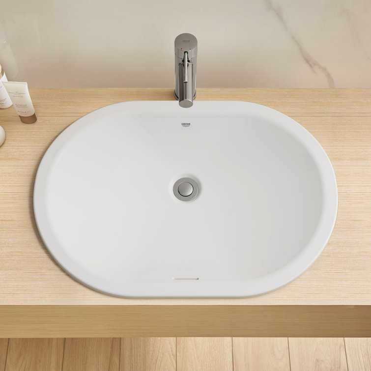 Essence Alpine White Oval Ceramic Undermount Bathroom Sink