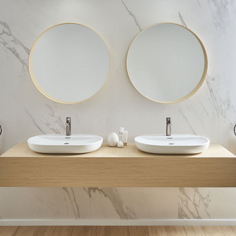 Alpine White Ceramic Oval Wall-Mount Vessel Sink